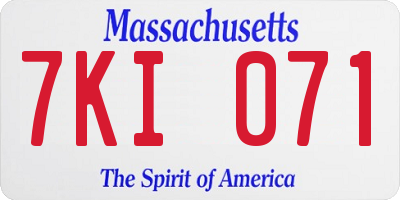 MA license plate 7KI071