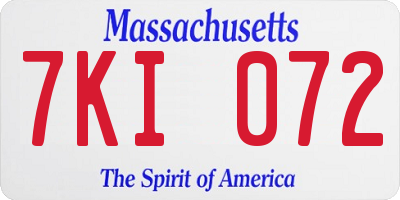 MA license plate 7KI072