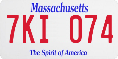 MA license plate 7KI074