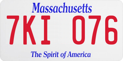 MA license plate 7KI076