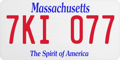 MA license plate 7KI077