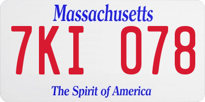 MA license plate 7KI078