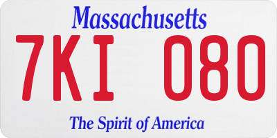 MA license plate 7KI080
