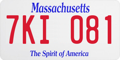 MA license plate 7KI081