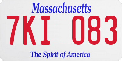 MA license plate 7KI083