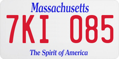 MA license plate 7KI085