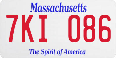 MA license plate 7KI086