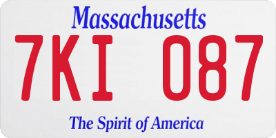 MA license plate 7KI087