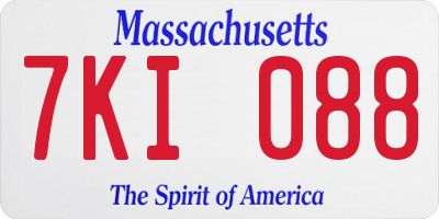 MA license plate 7KI088