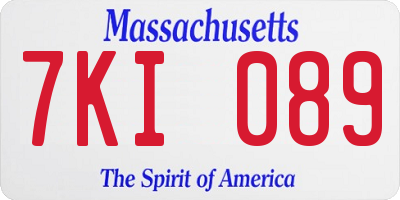 MA license plate 7KI089