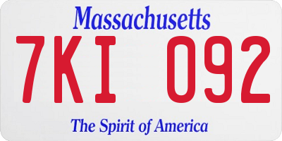 MA license plate 7KI092