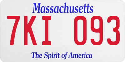 MA license plate 7KI093
