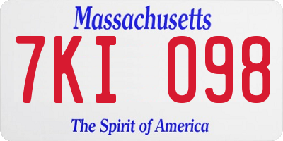 MA license plate 7KI098