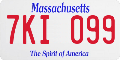 MA license plate 7KI099