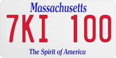 MA license plate 7KI100