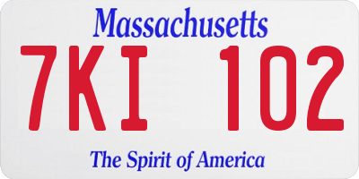 MA license plate 7KI102