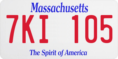 MA license plate 7KI105