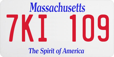 MA license plate 7KI109