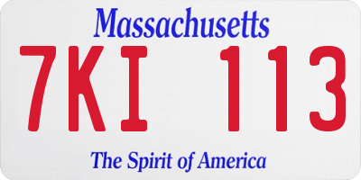 MA license plate 7KI113