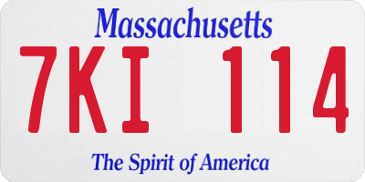 MA license plate 7KI114