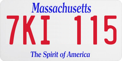 MA license plate 7KI115