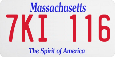 MA license plate 7KI116