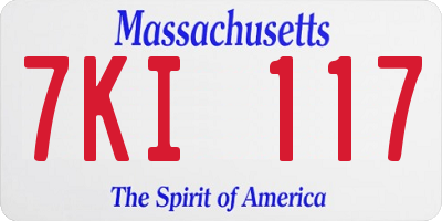 MA license plate 7KI117