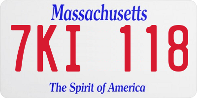 MA license plate 7KI118