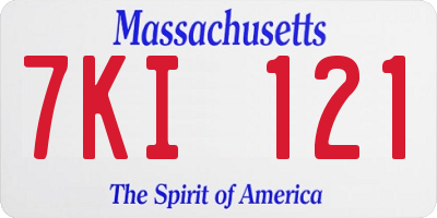 MA license plate 7KI121