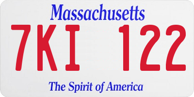 MA license plate 7KI122