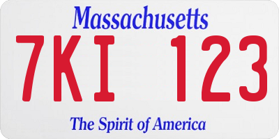 MA license plate 7KI123