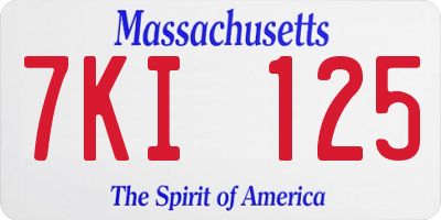 MA license plate 7KI125