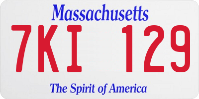 MA license plate 7KI129