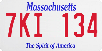 MA license plate 7KI134