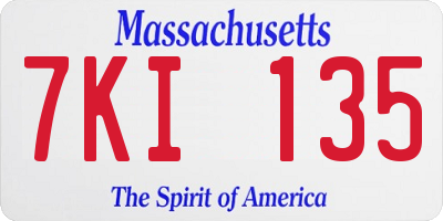 MA license plate 7KI135