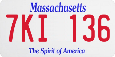MA license plate 7KI136