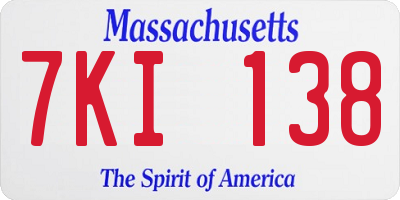 MA license plate 7KI138