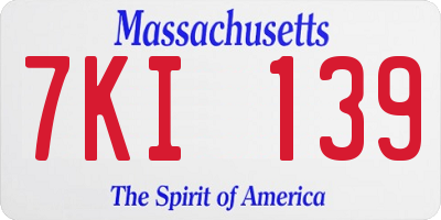 MA license plate 7KI139