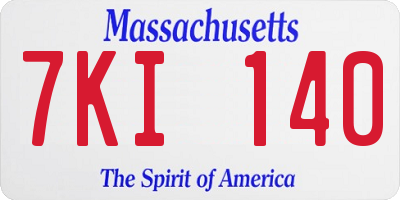 MA license plate 7KI140