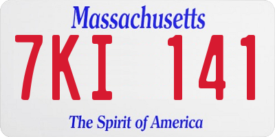 MA license plate 7KI141
