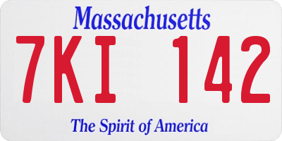 MA license plate 7KI142