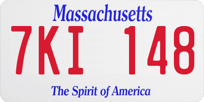 MA license plate 7KI148