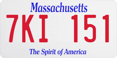 MA license plate 7KI151
