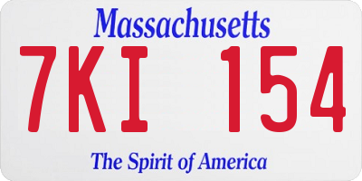 MA license plate 7KI154