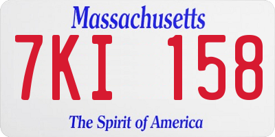 MA license plate 7KI158