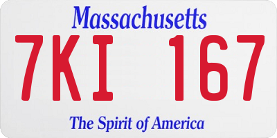 MA license plate 7KI167