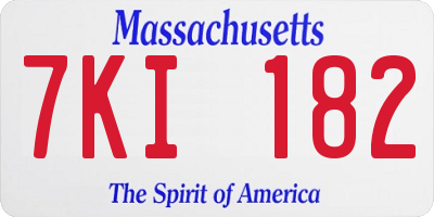 MA license plate 7KI182