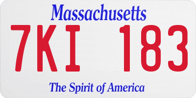 MA license plate 7KI183