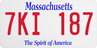 MA license plate 7KI187