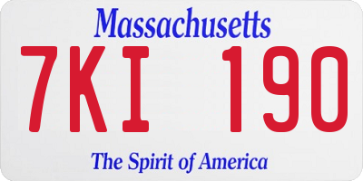 MA license plate 7KI190